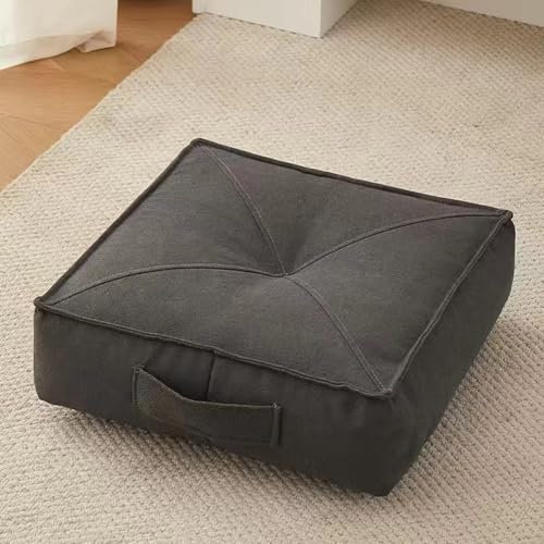 YOUGANG 15 cm extra dickes Sitzkissen, rund/quadratisch, 100 % Baumwolle, Sitzkissen für Sessel, Auto, Büro, Stuhlkissen für ältere Menschen, postoperativ, Rollstuhl (quadratisch, dunkelgrau, 50 x 50