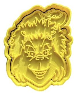 The Cookie Cutter Hub Christmas Grinch Character Cutter and Matching Embosser for Cookies Biscuits Clay Baking Decoration