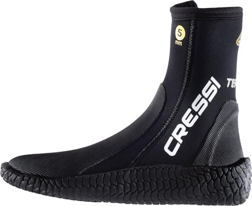 CRESSI Unisex-Adult Reeftech Boots 5mm L (42/43 EU) 5 mm Schwarz Neoprenstiefel mit Doppeltem Futter, ideal für Wassersport