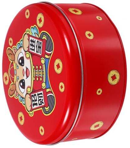 Sosoport Caja De Galletas Lata De Hojalata Tapa Lata De Galletas De Año Para Guardar Contenedor De Dulces Para Golosinas