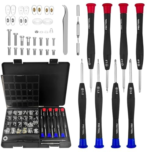 Brysalis Cacciavite per Occhiali, Set di Cacciaviti di Precisione con Scatola, Viti Kit Riparazione, Set Cacciaviti Precisione per Occhiali da Sole e Senza Montatura