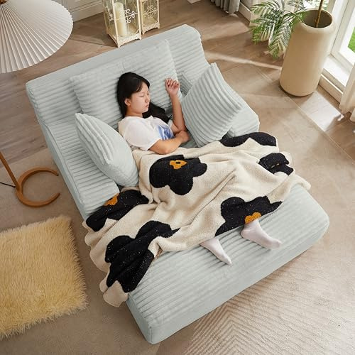 KEIKI 66 Oversized Chaise Lounge Chair, No Assembly Extra-Wide Boneless Sleeper Lounger for Apartment Living, Cozy Deep Seat for Stretching Out, Relaxing or Two-Person Lounging
