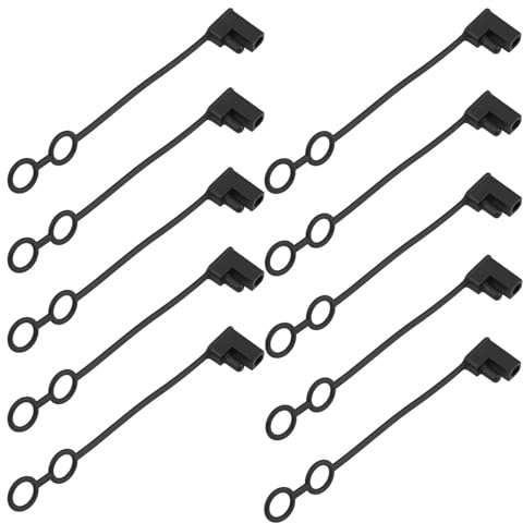 Briny River Lot de 10 Capuchons de Protection étanches à La Poussière SAE 2 Broches Borne 4,5 en PVC Noir avec Cordon de Serrage 125 Mm