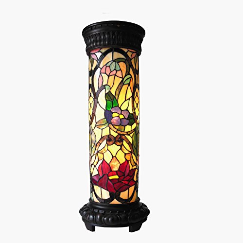 Radiance Goods Tiffany-Glass 2 Light Floral Pedestal Light Fixture 30 Tall