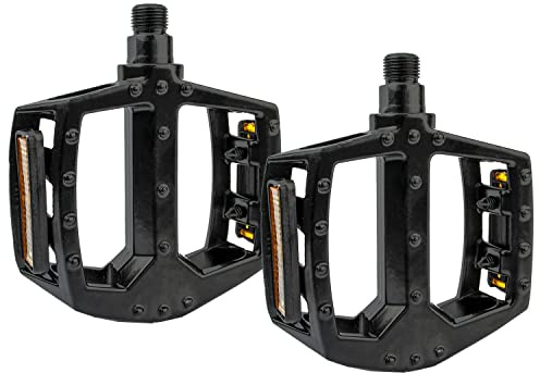Komodo Bicycle Metal Pedals 9/16 Inch Bike Flat Platform Set (Black)