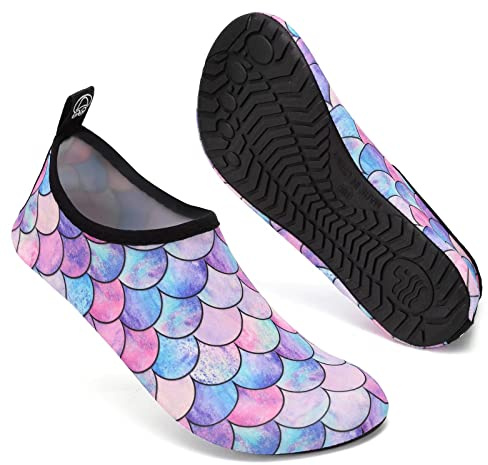 Mabove Swim Water Shoes Socks Barefoot Protecting for Sea Beach Swimming Pool Mens Women(Pink Purple Mermaid,4.5/5.5 UK,38/39 EU)