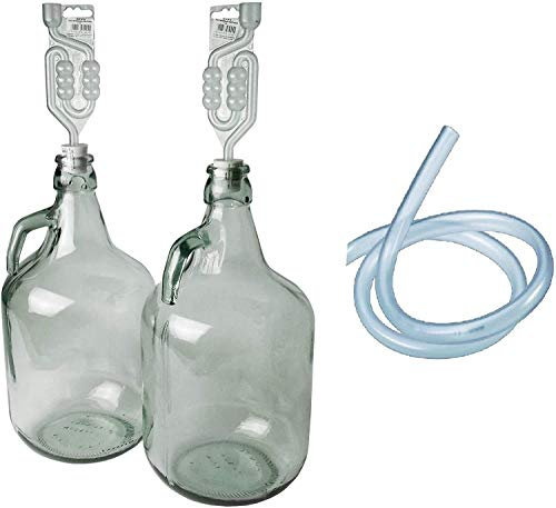 Pack of Two 5L Demijohn with Syphon Tube, Bung and Airlock for Wine Making/Cider/Storage