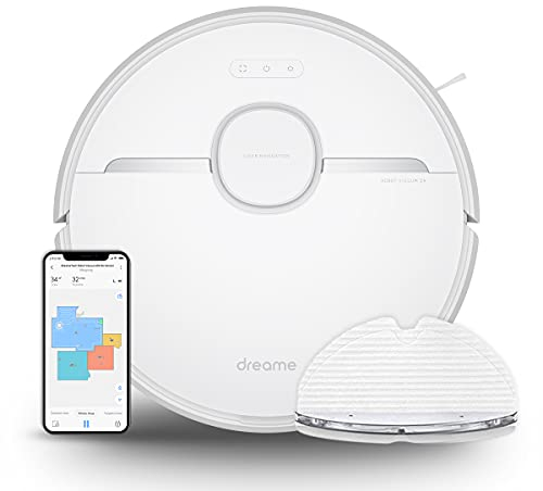 DREAME Robot Aspirapolvere D9, Lidar Navigazione, Spazzare e Pulire 2-in-1, 3000Pa Potenza di Aspirazione, 150min Runtime, Mappatura Intelligente per Peli di Animali Domestici,Moquette,Pavimenti Duri