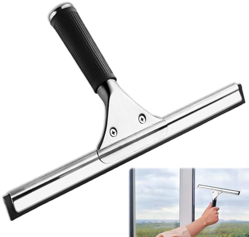 Fensterabzieher Profi: 35cm Edelstahl Fensterwischer mit hochwertiger Gummilippe (Hard) Glasreinigung, Abzieher Fenster und Spiegel,Abzieher Dusche,Fensterreinigung, Duschabzieher, Fensterreiniger