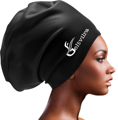 Waterproof Extra Large Silicone Swimming Caps Turban for Black Women Girls Men with Long Hair Braids Dreadlocks to Keep Hair Dry