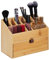 Relaxdays Kosmetik Organizer, Make up Organizer mit Schublade, Pinselhalter, Bambus, HxBxT: 19 x 25,5 x 12,5 cm, Natur