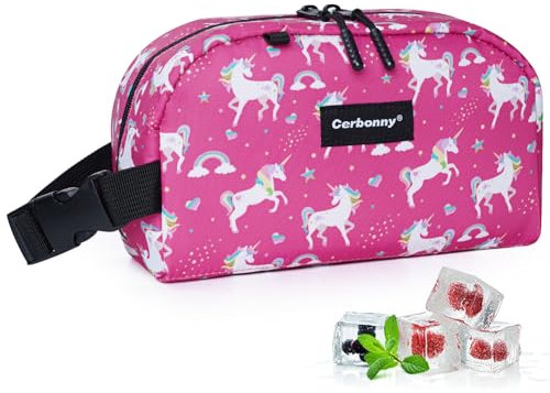 Cerbonny Freezable Cooler for Work/School Travel, Insulated Bag for Kids/Adults, Fit for Yogurt, 3+ (Red Unicorn)