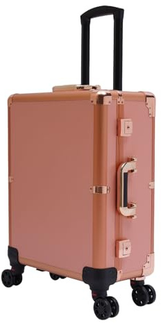 Kosmetisk trolley sminkväska sminkbord vagn förvaring vagn kosmetisk väska skönhet med spegel rullande makeup train case künstler kosmetika reseväska kosmetisk med 4 rullar (roséguld), rosguld,