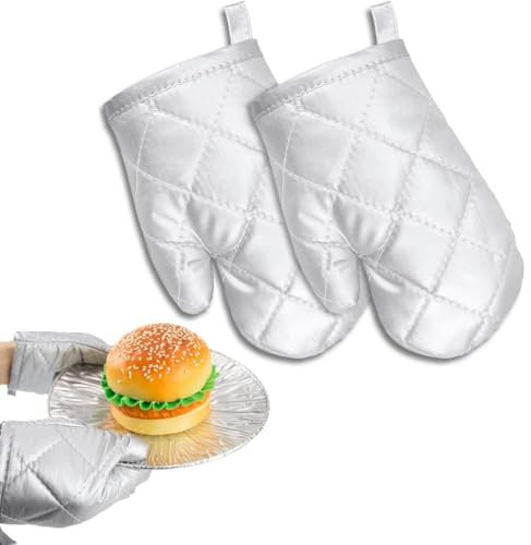 DHJWDUX 1 Paio Guanti da Forno Guanti Forno Guanto da Forno Resistenti al Calore Ideali per Grigliare Adatti a Forno e Forno a microonde Utensili da Cucina per Donne e Bambini Bianco