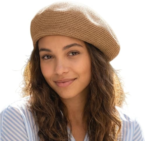 Michear Knit Beret Hat Women French Women's Berets Lightweight Ventilate Summer Hats for Women UK Classic Women Accessories (UK, Alpha, One Size, Khaki)