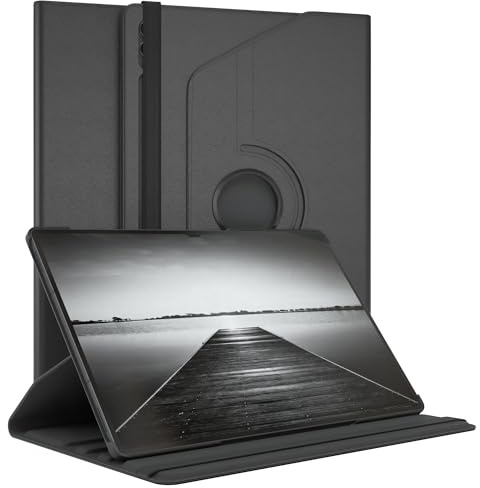 EAZY CASE - Surfplattfodral för Samsung Galaxy Tab S10 Ultra Skyddande Smartt Fodral Surfplattfodral Roterande Fodral för Ställning 360° Rotation med Ständerfunktion Faux Läder Svart