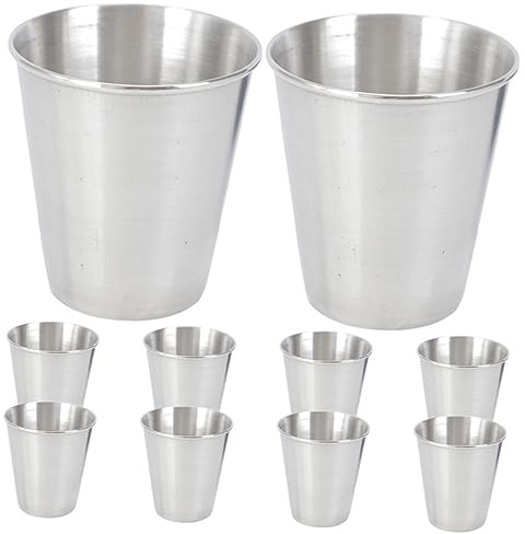 Holibanna Bicchieri in Acciaio Inossidabile Da Vino Set Di 10 Pezzi Bicchiere Per Bevande Multifunzione Per Liquori Domestici E Acqua Da Campeggio Fornitura Casa