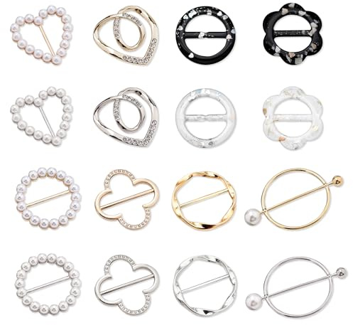 PYSEOSISE T-Shirt Clips en Métal, 16 Pièces Chemise Clip Écharpe, Broches pour Vêtements Boucle de Foulard en Métal Clip de Vêtements pour Femmes T-shirts Chemises Robes