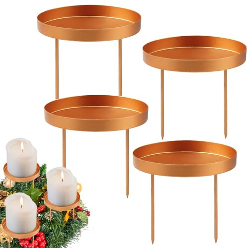 Portavelas con pincho 4 Dorados 8cm Portavelas para Clavar Portavelas de Bautizo Soporte de Velas Candelero Comunión Velas Gruesas Portavelas para Velas Gruesas Plato para Velas con Púa Vela de