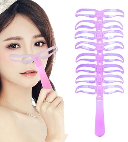 Plantilla de cejas para principiantes, kit de 8 estilos de moldeador de cejas con cepillo de cejas y recortador de cejas, plantilla reutilizable para cejas, para maquillaje diario, cita, noche