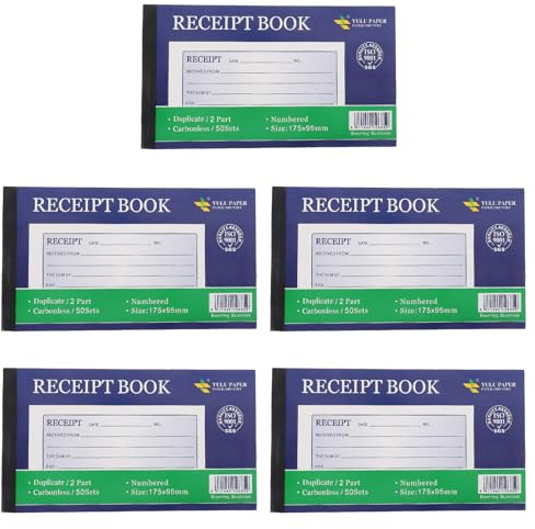 GRIRIW 5 Pièces Carnet de Reçus Volets Bloc Commande et Facture Compact Carnet Paiement pour Petites Entreprises et Restaurants Format Portable avec Reliure Sécurisée