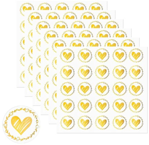 XENQITO 150 Pezzi Etichette Adesive Rotonde Trasparenti Adesivi Amore Sigillo Adesivo Cuore Adesivi adesivo cuore dorato Chiudipacco Cuore Buste Sacchetti Regalo Matrimonio Compleanno DIY