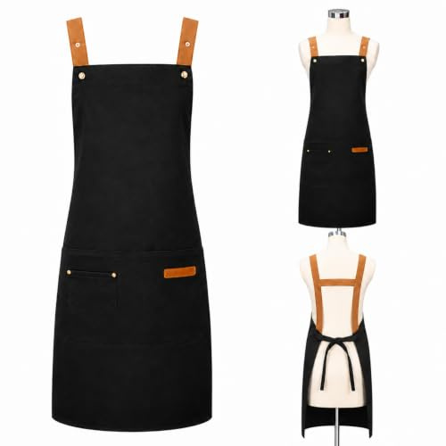 SEASJHBAY Delantal de Cocina Impermeable para Mujer Talla Ajustable, con Bolsillos Grandes, aDecuado para Camareros, Parrilleros, Jardineros, Pintores