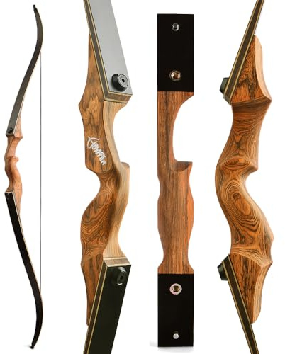 wolfman Set Arco Ricurvo Mano Destra 60 Pollici 20-60 Lbs per Adulti Caccia e Allenamento Tiro con l'Arco (30)