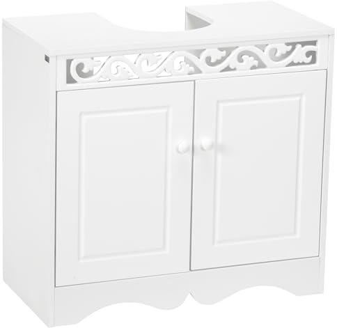HOMCOM Bathroom Under Sink Storage Cabinet 2 Door Wooden Cupboard Vanity Units