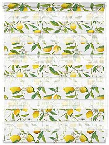 Lichtblick Doppelrollo Klemmfix ohne Bohren mit Motiv, Limone - Gelb Grün, Blickdicht, Made in Germany, Klemmträger 100 cm x 150 cm (B x L)