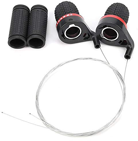 Sharainn Bike Shifter Handle, 1 Pair Rubber & Plastic Shift Derailleur Handle Shift Transmission for Mountain Bike, Bicycle Twist Grip Gear