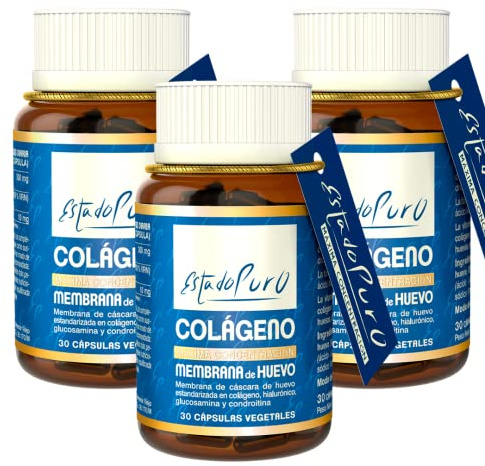 Membrana de Huevo Estado Puro - Colágeno Vegetariano Ovomet - Fuente Natural de Colágeno, Ácido Hialurónico, Elastina, Glucosamina, Condroitina - 30 Cápsulas Vegetales de Tongil (Pack 3)