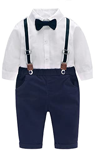 famuka bébé garçon costume smoking baptême mariage festif bébé vêtements ensemble tenue séance photo (90, blanc)
