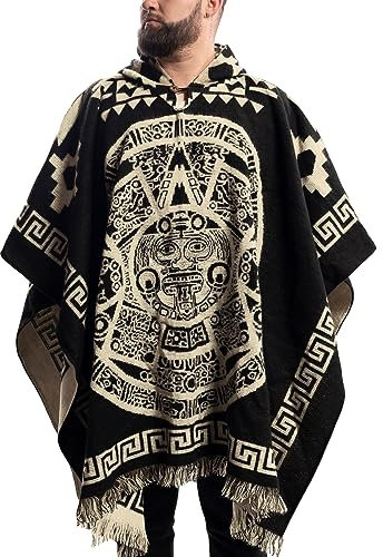 Gamboa Alpaka Wolle Poncho Herren Decke Ponchos Kapuze Cape Pancho Männer Mexikanischer Wollponcho Winter Cowboy Hippie Jacke