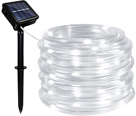 Micacorn Solcellsljusslang, ljusslinga, vattentät ljusslang, 12 meter, 8 lägen, 100 LED, solcellsljusslinga, utomhus, för pool, bröllop, jul, fest, semester, dekorationer