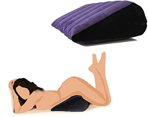 lxdzxy Almohada Inflable mágica asistida Entrada de Aire cojín Triangular con reposabrazos portátil Plegable Fuera de la Puerta colchón de posicionamiento