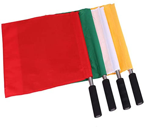 GANAZONO 4 Stück Handschwenkende Flagge Befehlsflagge Sportlinienrichterfahnen Reffende Flaggen Fußball Schiedsrichter Flagge Fußball-schiedsrichterfahnen Kariert Rostfreier Stahl Der Stock