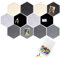 FWEEK 12 Stück Pinnwand Hexagon, 26 x 30CM Filz Pinnwand, Memoboard Filz mit 50 Pinnnadeln für Klassenzimmer Büro und Arbeitszimmer - Schwarz, Grau