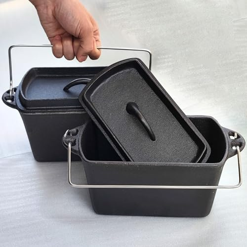 Voulosimi Cast Iron Loaf Oven Pan - 4.33x4.92x8.66 Durable Loaf Pans Rectangular Baking Pan for home baking (Bread Pan, 2 x 2 QT)