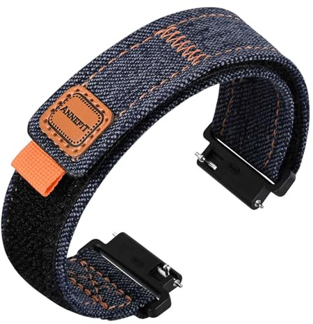ANNEFIT Canvas Uhrenarmband, Denim Loop Armband mit Schnellverschluss für Herren Damen, 16mm 18mm 19mm 20mm 21mm 22mm 24mm