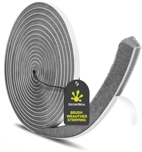 GeckoSeal Joint Brosse 6 m(L) x 9 mm(L) x 15 mm(é), Joint Porte Coulissante Autocollante, Anti-poussière, Anti-vent, Réduction du Bruit, Joint Pour Fenetre Coulissante Pour Portes, Fenêtres