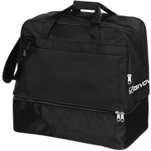 Borsa New Revolution Big B030BIS per Givova con Fondo Rigido Esterno Sport Calcio Calcetto Relax Allenamento Fitness Palestra Football Borsoni Viaggio Borsone Bags (Nero, H 55 x L 52 x P 35 cm)