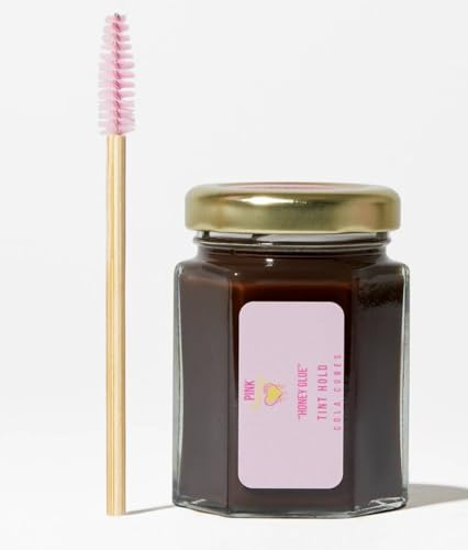 Honey Glue Cola Cubes Tint & Hold 55ml with Applicator Brush, Dark Brown Tint, Glass Jar