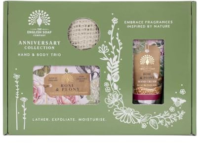 The English Soap Company Anniversary Collection Luxury Hand and Body Trio Gift Set (Rose & Peony)