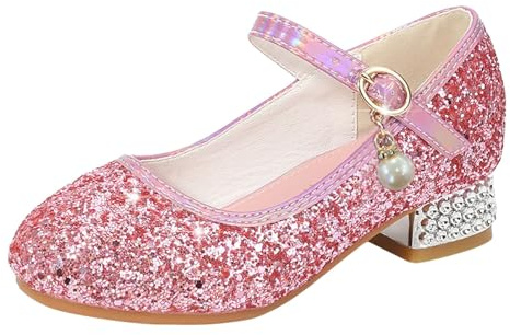 LOIJMK Chaussures de Princesse pour fille avec paillettes, talons, sandales, escarpins, chaussures à talons, paillettes, chaussures de princesse pour enfants, chaussures de cosplay, chaussures de fête