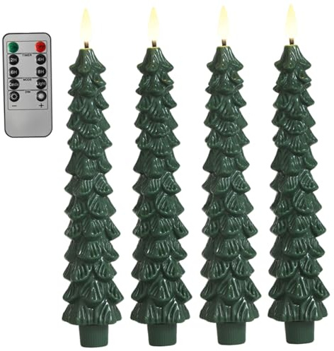 Csafyrt Velas de árbol de Navidad sin llamas con 4pcs remotos 9.7 Flickering Christmas Árbol sin velas Flamaming Candles Battería