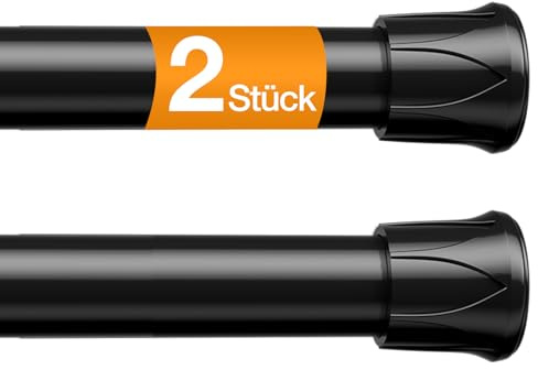 FVONZN Teleskopstange zum Klemmen 67-124cm-2 Stück (Schwarz)