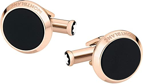 Montblanc Gemelli acciaio rosso oro PVD, oro, onice, oro rosa, acciaio inossidabile, acciaio, senza pietra
