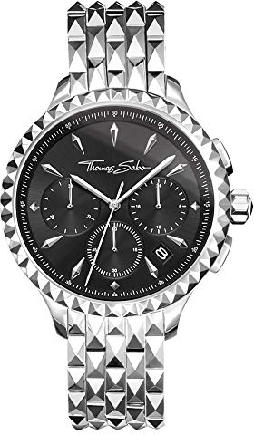 Thomas Sabo Damen Armbanduhr Rebel at Heart Chronograph Quarz Edelstahl WA0346-201-203-38 MM