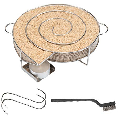 Kallröksgenerator för kallrökning i rök, grill etc. rökelseorm rund snigel – sparbrand kalrökelsemaskin rökelsespiral för rökelsespån inklusive krok och borste